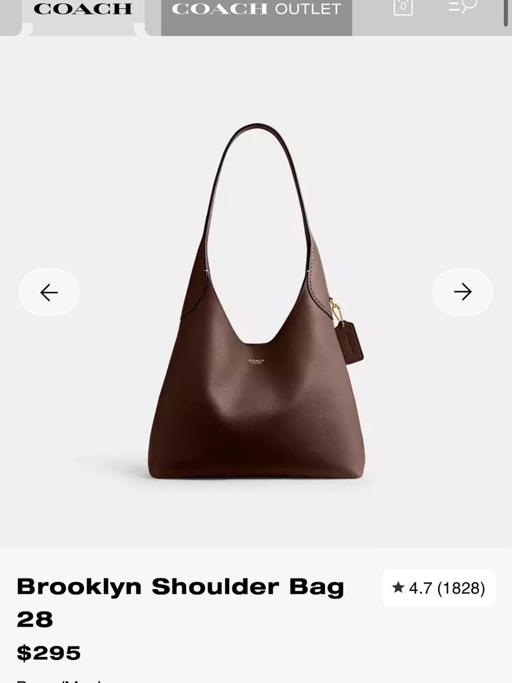 ✨ NWT Coach Brooklyn Shoulder Bag 28 Maple Brown Leather Hobo Purse & Dust Bag